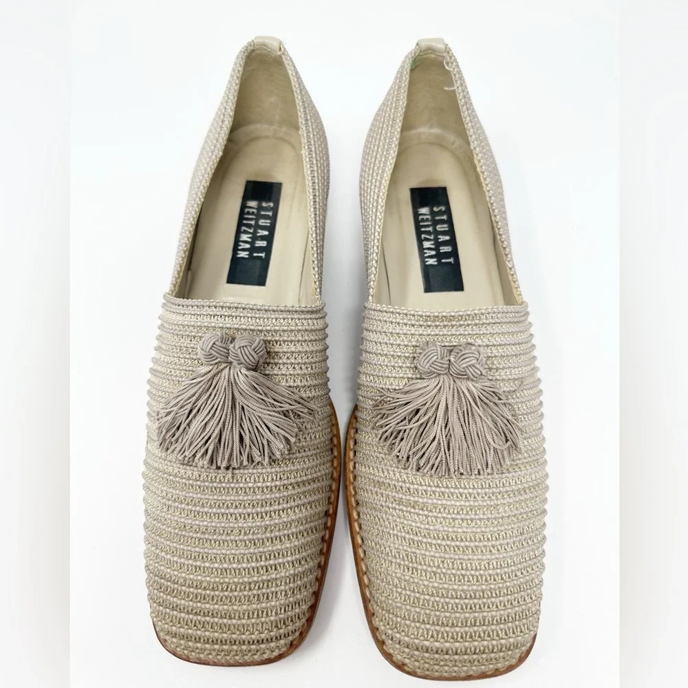 STUART WEITZMAN WOVEN STRETCH TASSEL LOAFER‎ 7N